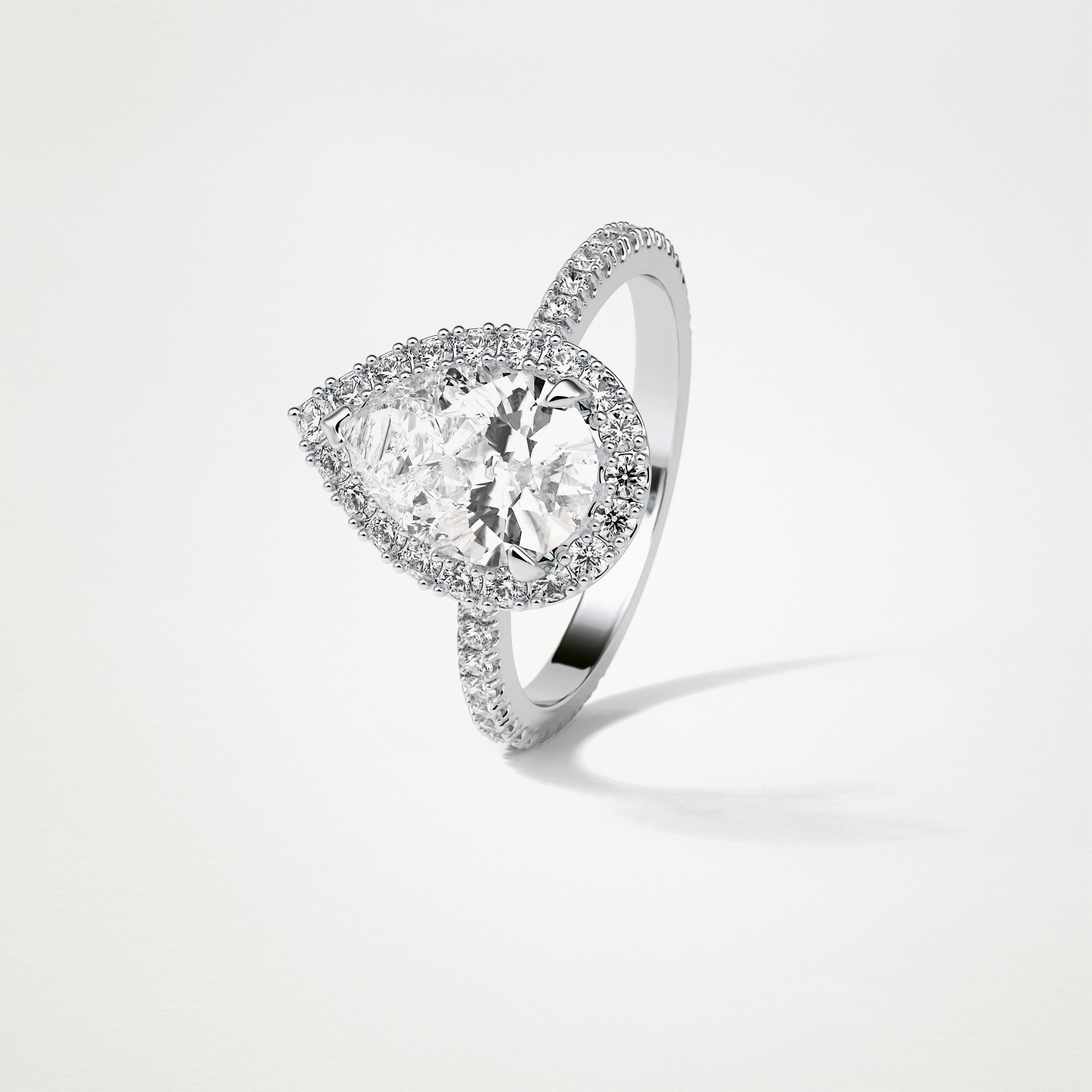 Pear Halo & Pave Moissanite Engagement Ring – 1.93 CT Lab-Created Brilliance in 10K/14K/18K Gold