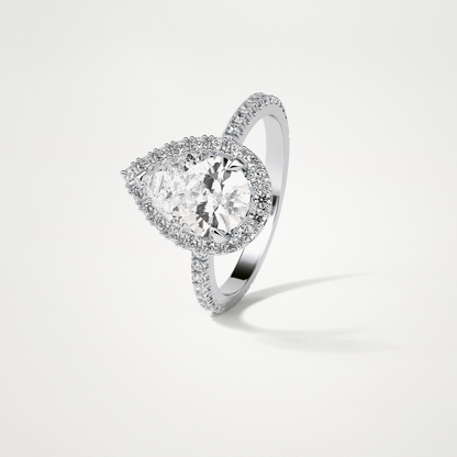 Pear Halo & Pave Moissanite Engagement Ring – 1.93 CT Lab-Created Brilliance in 10K/14K/18K Gold