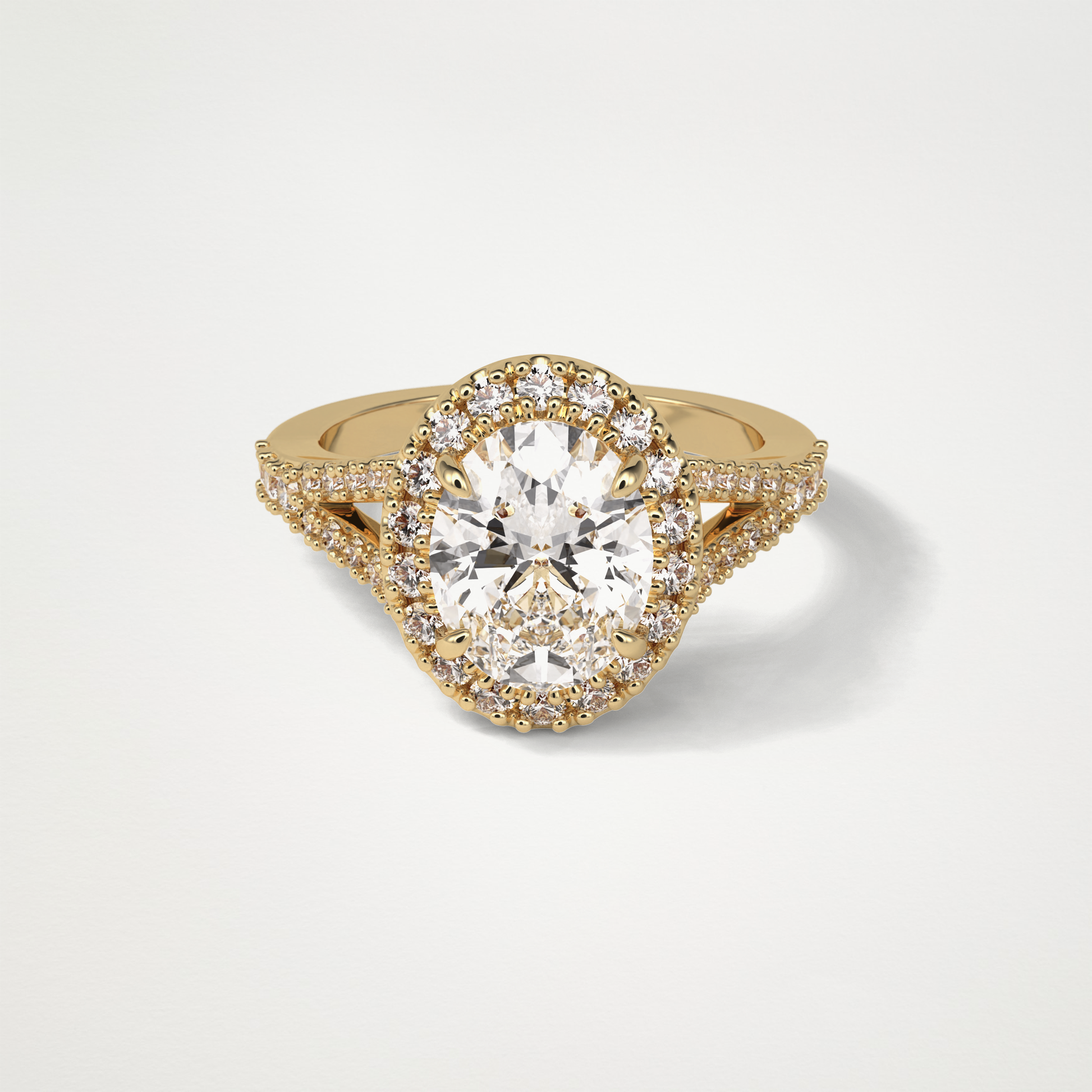Oval Halo & Split Shank Moissanite Engagement Ring – 2.72 CT Lab-Created Brilliance in 10K/14K/18K Gold