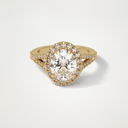 Oval Halo & Split Shank Moissanite Engagement Ring – 2.72 CT Lab-Created Brilliance in 10K/14K/18K Gold