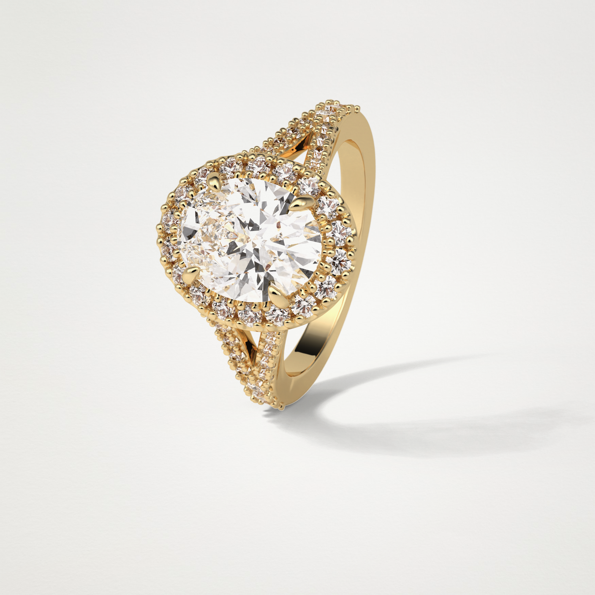 Oval Halo & Split Shank Moissanite Engagement Ring – 2.72 CT Lab-Created Brilliance in 10K/14K/18K Gold