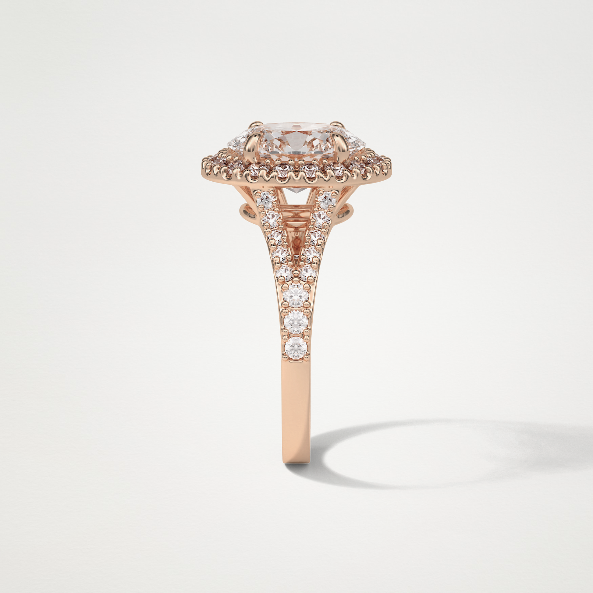 Oval Halo & Split Shank Moissanite Engagement Ring – 2.72 CT Lab-Created Brilliance in 10K/14K/18K Gold