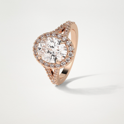 Oval Halo & Split Shank Moissanite Engagement Ring – 2.72 CT Lab-Created Brilliance in 10K/14K/18K Gold