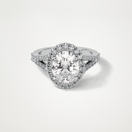 Oval Halo & Split Shank Moissanite Engagement Ring – 2.72 CT Lab-Created Brilliance in 10K/14K/18K Gold