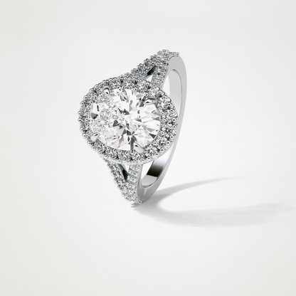 Oval Halo & Split Shank Moissanite Engagement Ring – 2.72 CT Lab-Created Brilliance in 10K/14K/18K Gold
