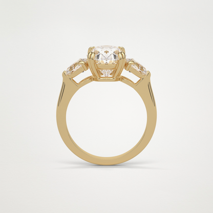 Oval 3 Stone Moissanite Engagement Ring – 3.75 CT Lab-Created Brilliance in 10K/14K/18K Gold