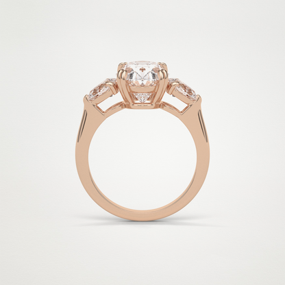 Oval 3 Stone Moissanite Engagement Ring – 3.75 CT Lab-Created Brilliance in 10K/14K/18K Gold