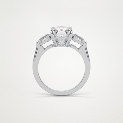 Oval 3 Stone Moissanite Engagement Ring – 3.75 CT Lab-Created Brilliance in 10K/14K/18K Gold