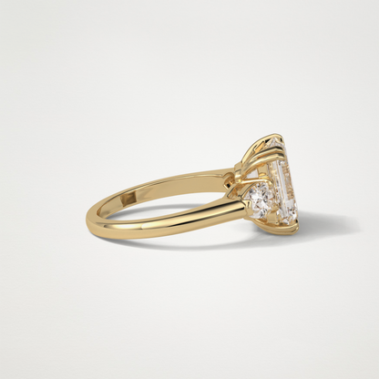 Emerald 3 Stone Moissanite Engagement Ring – 3.24 CT Lab-Created Brilliance in 10K/14K/18K Gold