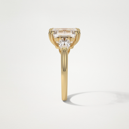 Emerald 3 Stone Moissanite Engagement Ring – 3.24 CT Lab-Created Brilliance in 10K/14K/18K Gold