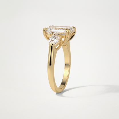 Emerald 3 Stone Moissanite Engagement Ring – 3.24 CT Lab-Created Brilliance in 10K/14K/18K Gold