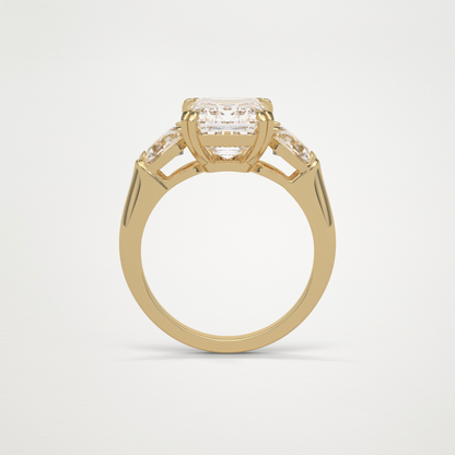 Emerald 3 Stone Moissanite Engagement Ring – 3.24 CT Lab-Created Brilliance in 10K/14K/18K Gold