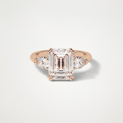 Emerald 3 Stone Moissanite Engagement Ring – 3.24 CT Lab-Created Brilliance in 10K/14K/18K Gold
