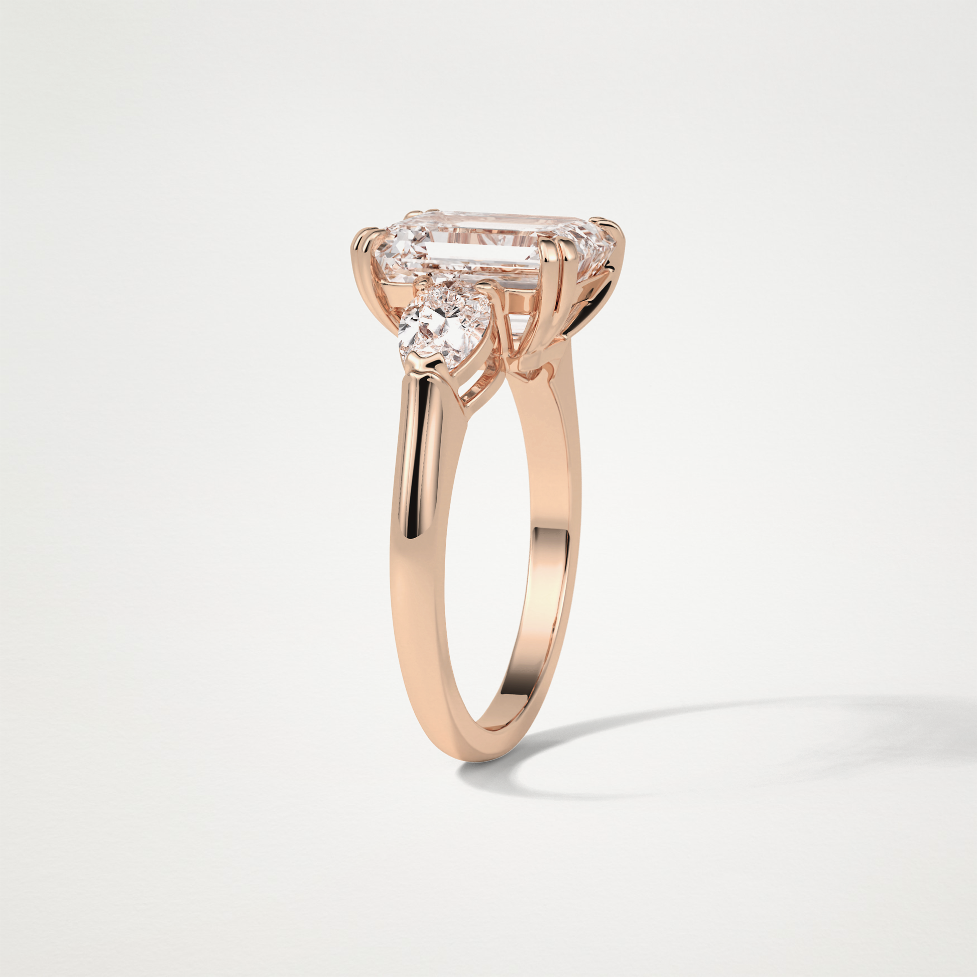 Emerald 3 Stone Moissanite Engagement Ring – 3.24 CT Lab-Created Brilliance in 10K/14K/18K Gold