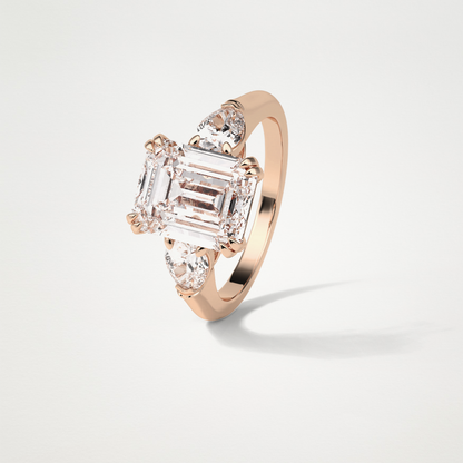 Emerald 3 Stone Moissanite Engagement Ring – 3.24 CT Lab-Created Brilliance in 10K/14K/18K Gold