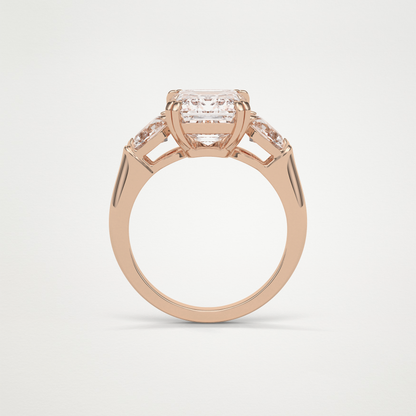 Emerald 3 Stone Moissanite Engagement Ring – 3.24 CT Lab-Created Brilliance in 10K/14K/18K Gold