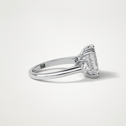 Emerald 3 Stone Moissanite Engagement Ring – 3.24 CT Lab-Created Brilliance in 10K/14K/18K Gold