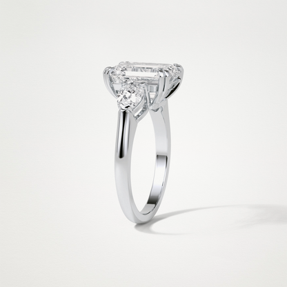 Emerald 3 Stone Moissanite Engagement Ring – 3.24 CT Lab-Created Brilliance in 10K/14K/18K Gold