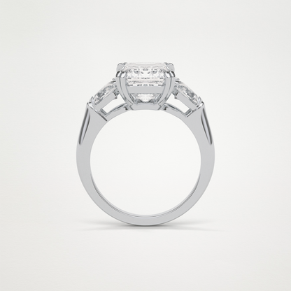 Emerald 3 Stone Moissanite Engagement Ring – 3.24 CT Lab-Created Brilliance in 10K/14K/18K Gold