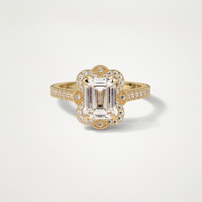 Emerald Cluster & Pave Moissanite Engagement Ring – 1.6 CT Lab-Created Brilliance in 10K/14K/18K Gold