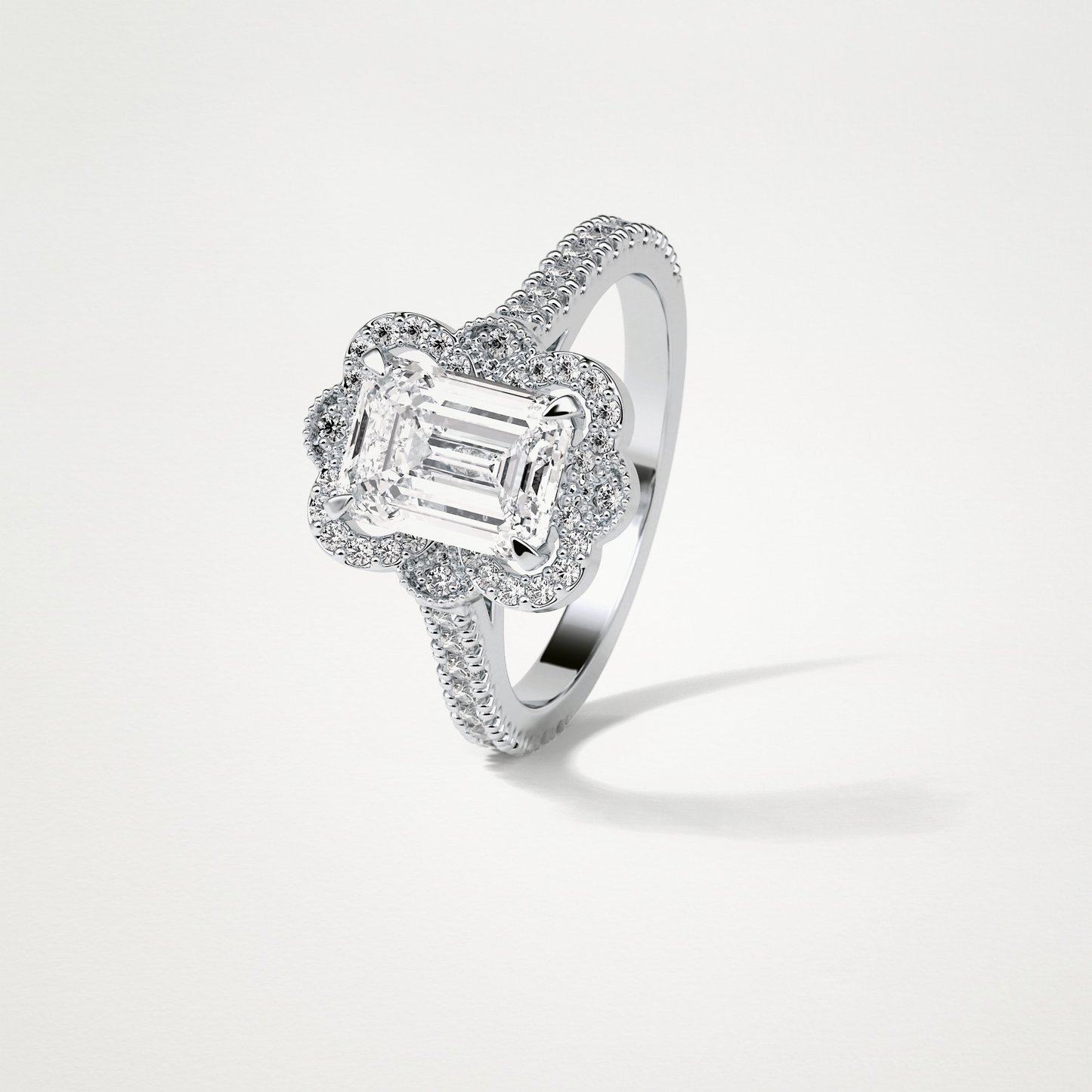 Emerald Cluster & Pave Moissanite Engagement Ring – 1.6 CT Lab-Created Brilliance in 10K/14K/18K Gold