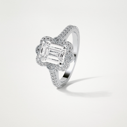 Emerald Cluster & Pave Moissanite Engagement Ring – 1.6 CT Lab-Created Brilliance in 10K/14K/18K Gold