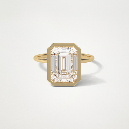 Emerald Solitaire Bezel Engagement Ring – 4.6 CT Lab-Created Brilliance in 10K/14K/18K Gold