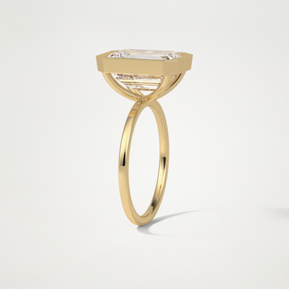 Emerald Solitaire Bezel Engagement Ring – 4.6 CT Lab-Created Brilliance in 10K/14K/18K Gold