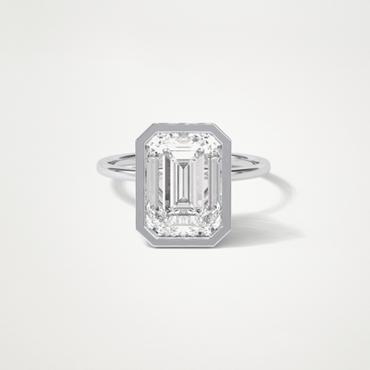 Emerald Solitaire Bezel Engagement Ring – 4.6 CT Lab-Created Brilliance in 10K/14K/18K Gold