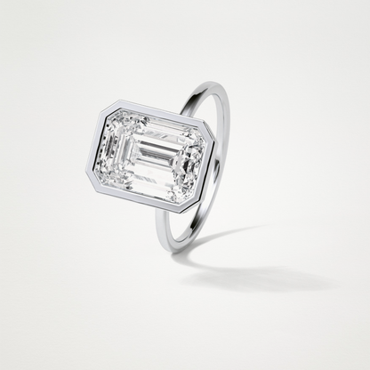 Emerald Solitaire Bezel Engagement Ring – 4.6 CT Lab-Created Brilliance in 10K/14K/18K Gold