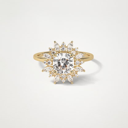 Cushion Cluster Engagement Ring – 1.21 CT Lab-Created Brilliance in 10K/14K/18K Gold