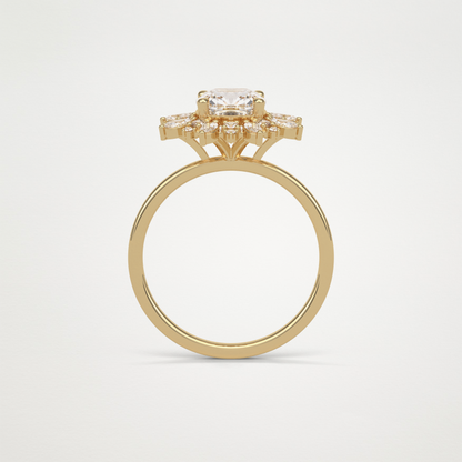 Cushion Cluster Engagement Ring – 1.21 CT Lab-Created Brilliance in 10K/14K/18K Gold