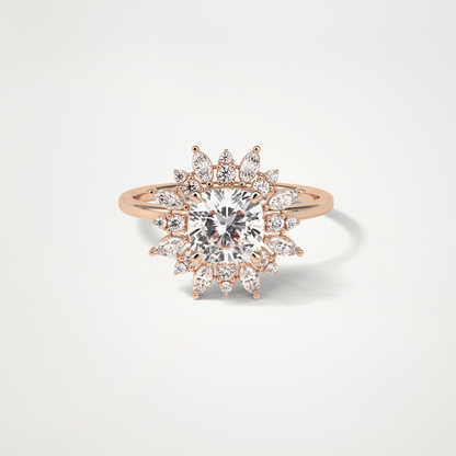 Cushion Cluster Engagement Ring – 1.21 CT Lab-Created Brilliance in 10K/14K/18K Gold