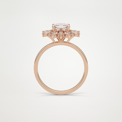 Cushion Cluster Engagement Ring – 1.21 CT Lab-Created Brilliance in 10K/14K/18K Gold