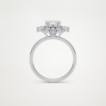 Cushion Cluster Engagement Ring – 1.21 CT Lab-Created Brilliance in 10K/14K/18K Gold