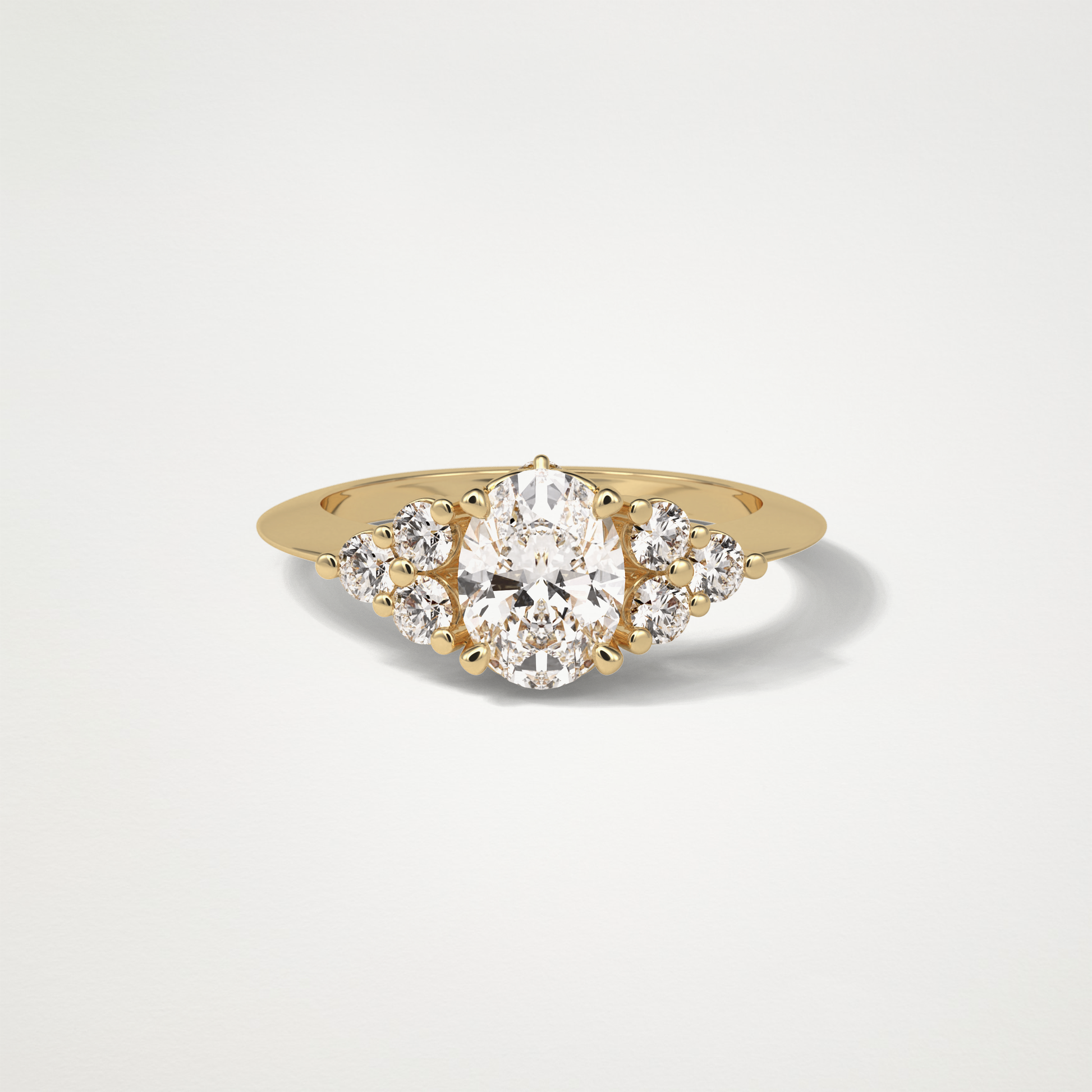 Oval Cluster Engagement Ring – 1.33 CT Lab-Created Brilliance in 10K/14K/18K Gold