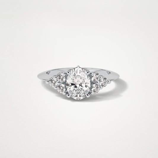 Oval Cluster Engagement Ring – 1.33 CT Lab-Created Brilliance in 10K/14K/18K Gold
