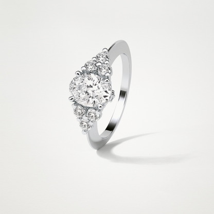 Oval Cluster Engagement Ring – 1.33 CT Lab-Created Brilliance in 10K/14K/18K Gold