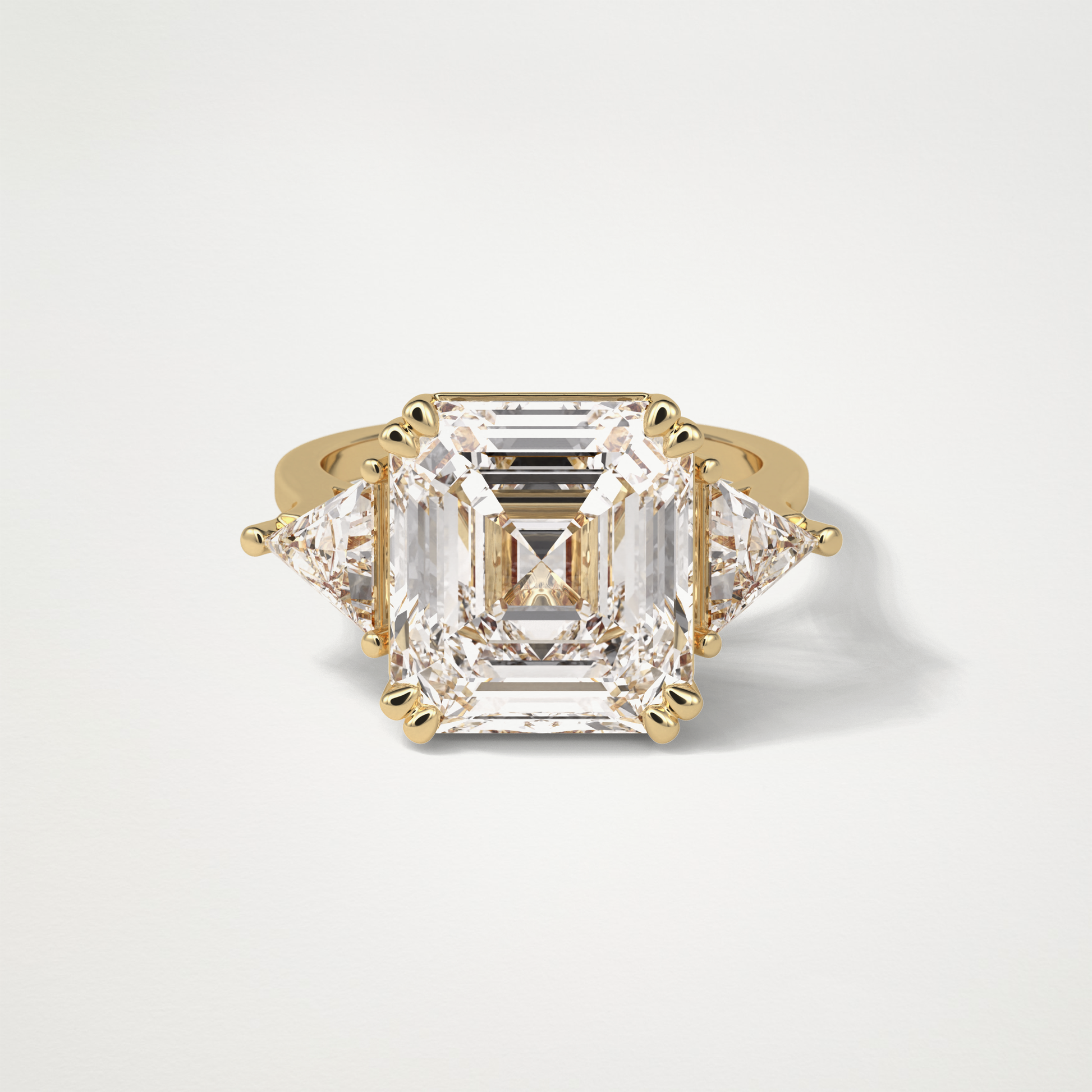 Asscher 3 Stone Engagement Ring – 6.34 CT Lab-Created Brilliance in 10K/14K/18K Gold