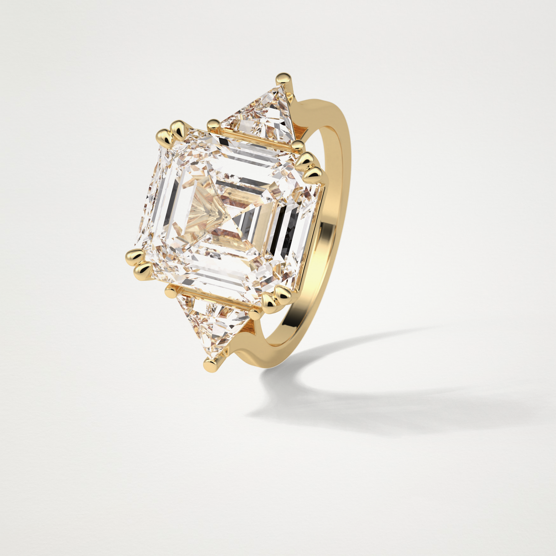 Asscher 3 Stone Engagement Ring – 6.34 CT Lab-Created Brilliance in 10K/14K/18K Gold