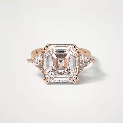 Asscher 3 Stone Engagement Ring – 6.34 CT Lab-Created Brilliance in 10K/14K/18K Gold