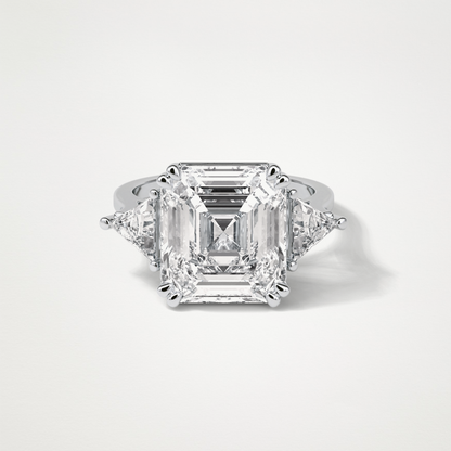 Asscher 3 Stone Engagement Ring – 6.34 CT Lab-Created Brilliance in 10K/14K/18K Gold