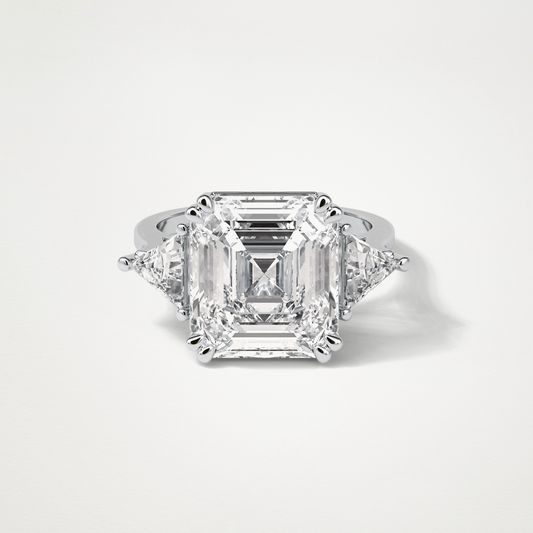 Asscher 3 Stone Engagement Ring – 6.34 CT Lab-Created Brilliance in 10K/14K/18K Gold