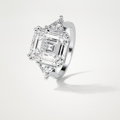 Asscher 3 Stone Engagement Ring – 6.34 CT Lab-Created Brilliance in 10K/14K/18K Gold