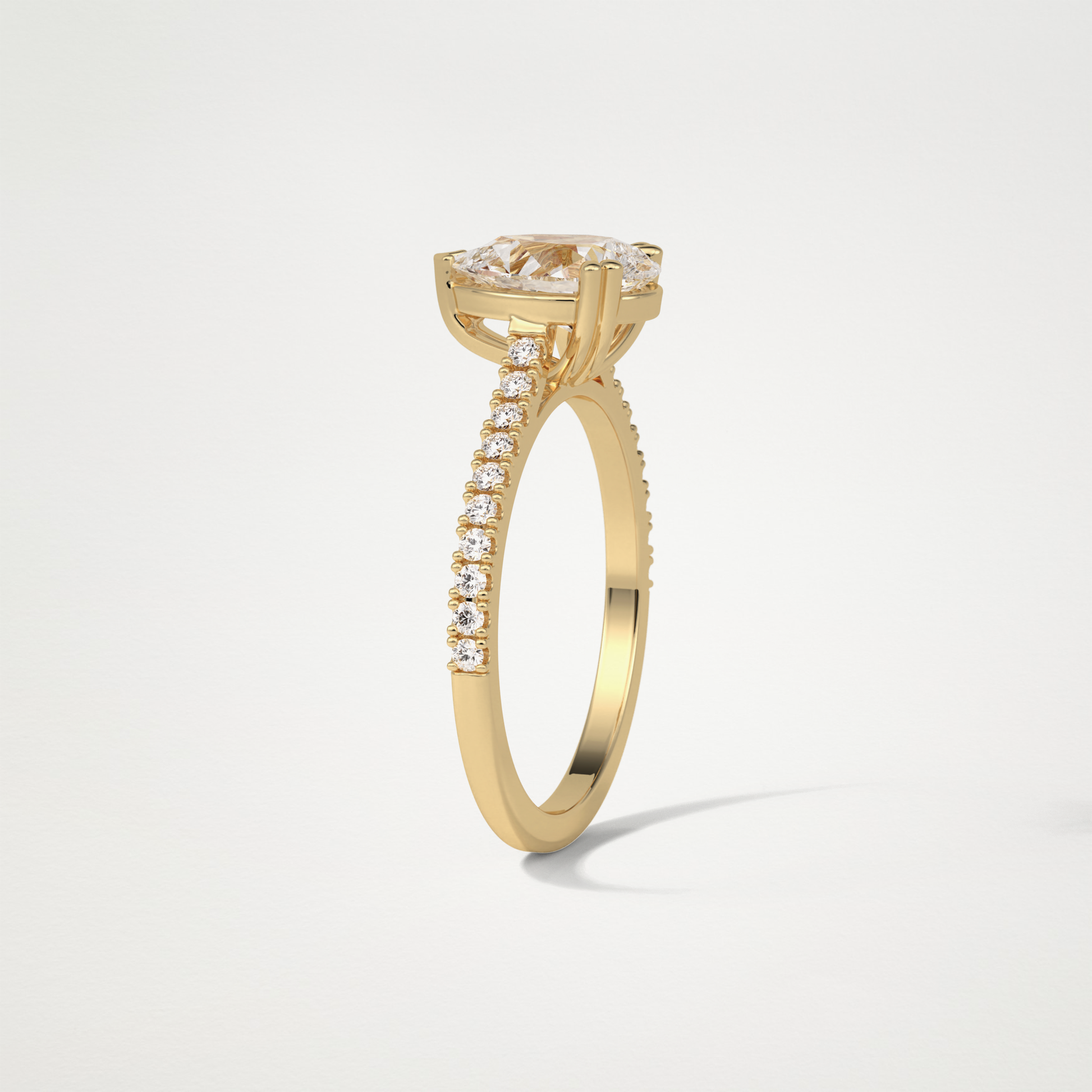 Pear Pave Engagement Ring – 1.33 CT Lab-Created Brilliance in 10K/14K/18K Gold