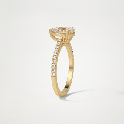 Pear Pave Engagement Ring – 1.33 CT Lab-Created Brilliance in 10K/14K/18K Gold