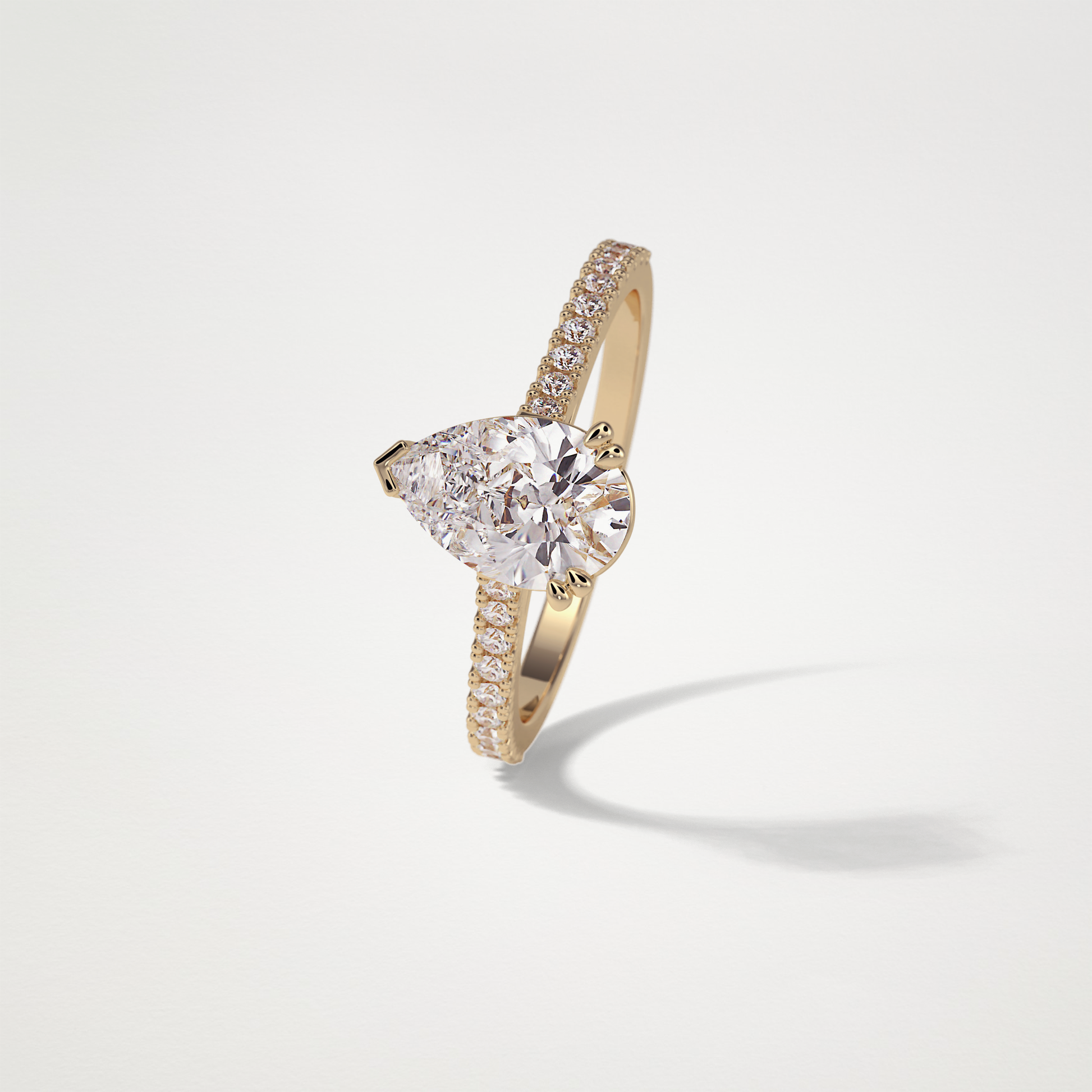Pear Pave Engagement Ring – 1.33 CT Lab-Created Brilliance in 10K/14K/18K Gold