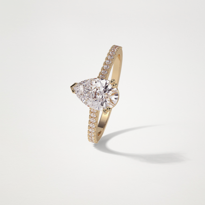 Pear Pave Engagement Ring – 1.33 CT Lab-Created Brilliance in 10K/14K/18K Gold