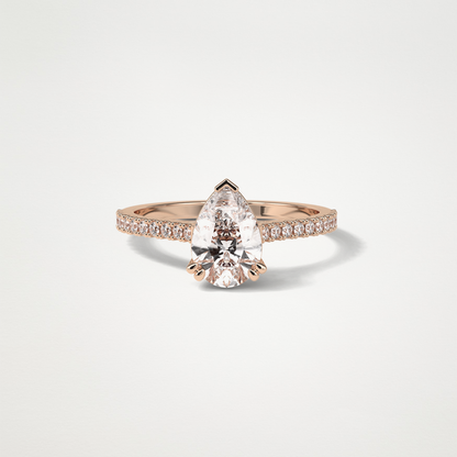 Pear Pave Engagement Ring – 1.33 CT Lab-Created Brilliance in 10K/14K/18K Gold