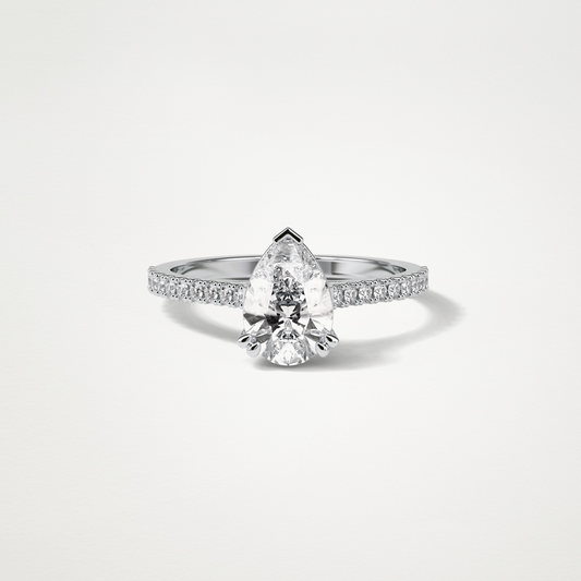 Pear Pave Engagement Ring – 1.33 CT Lab-Created Brilliance in 10K/14K/18K Gold